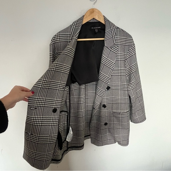 ZARA TRF Oversized Glen Plaid Double-Breasted Blazer – Black/White – Size S/M - Picture 9 of 11